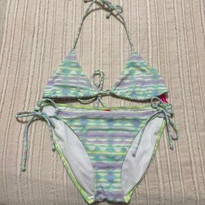 Victoria's Secret Tie Dye Pastel Aztec String Bikini Set